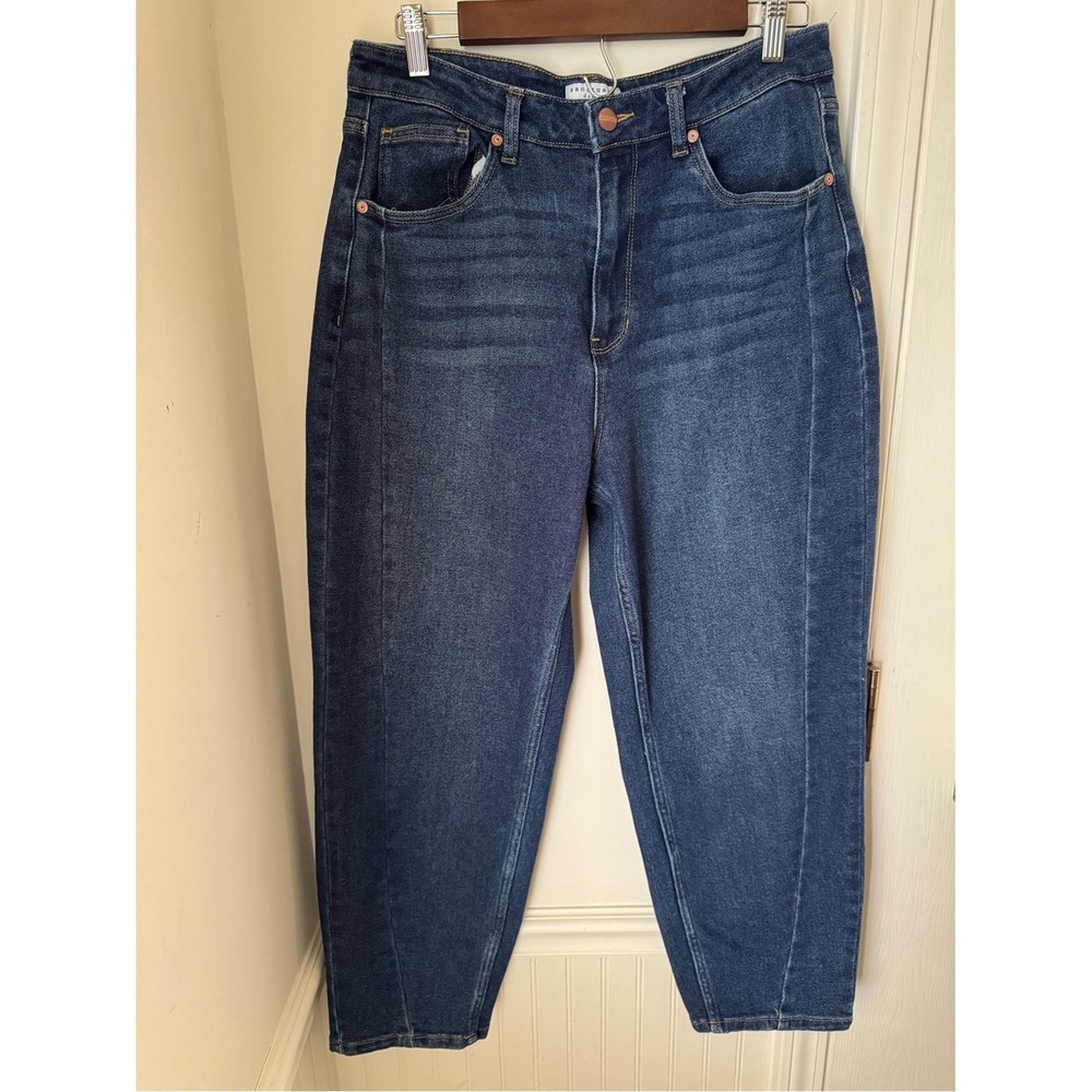 Sanctuary Denim Womens High Rise Barrel Tapered Leg Dark Wash Jeans 30